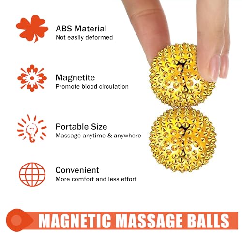Magnet Balls - Hand & Foot Massage Ball, Spiky Massage Orb, 3.2cm Gold