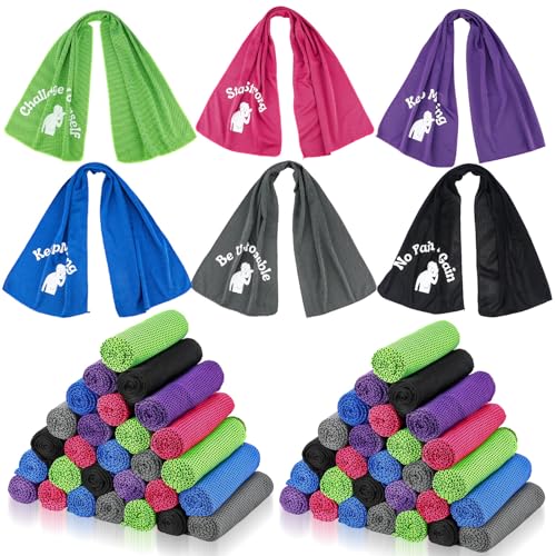 30 Pack Cooling Towels Bulk 40" x 12", Soft Quick Dry Microfiber Sweat Rag for Neck and Face, Inspirational Towel Gift for Football Team Workout, Swimming, Gym, Running, Yoga and Sports