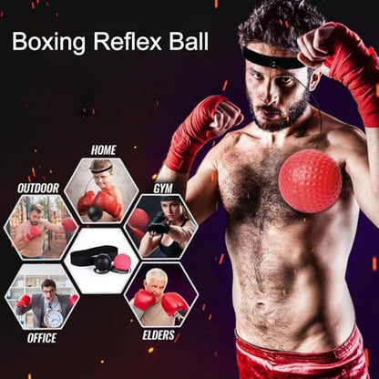 Boxing Ball, Elastic Adjustable Reflex Ball Head Mounted, Boxing Training Balls with Headband, for Focus, Reaction Speed, Punching Speed, Fight Skilland Hand Eye Coordination Training