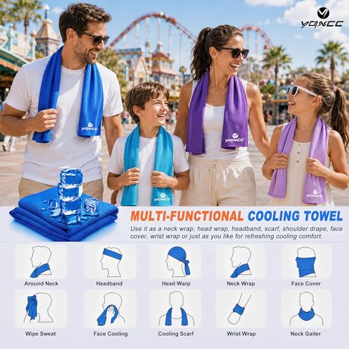 4 Pack Cooling Towels, Instant Cooling Neck Wraps, Ice Towel | 40" x 12" Soft Breathable Microfiber Chilly Towel for Face & Neck, Ideal for Gym, Yoga, Golf, Running, Camping & Hot Weather - color: Dark Blue, Light Blue, Dark Gray, Light Gray