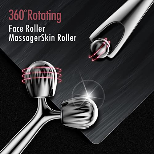 DANGSHAN Gua Sha Facial Tools & Face Roller Set, Face Massager, Lymphatic Drainage Massager, Face Sculpting Tool, Ice Roller for Face (Silver)