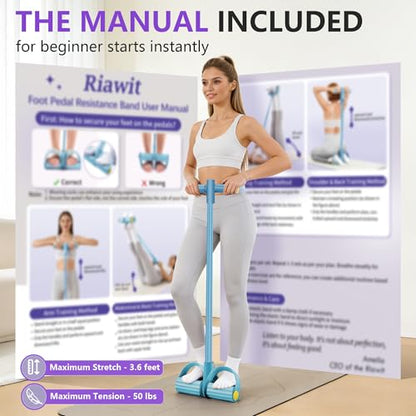 Upgraded Pedal Resistance Band with Handle, Soft Durable Fashion Puller Exercise with Thickened 6 Tension Ropes, Tube Pedal Resistance Device for Abdomen, Waist, Arm, Leg, Core/ABS