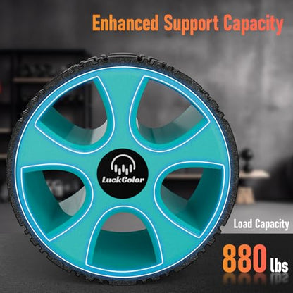 Back Roller, Back Wheel Targeted Back Pain Relief, Yoga Wheel Muscle Massage, Foam Roller for Trigger Point Therapy Physical, Stretching & Exercise, 880lbs Capacity, 10 Inch (Black+Acid Blue)