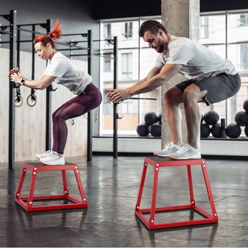 VEVOR Plyometric Jump Box, 18 Inch Plyo Box, Steel Plyometric Platform and Jumping Agility Box, Anti-Slip Fitness Exercise Step Up Box for Home Gym Training, Conditioning Strength Training