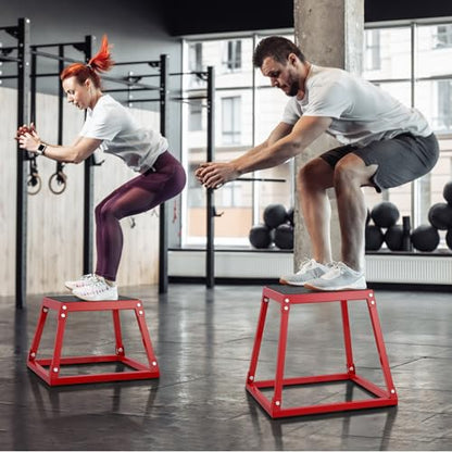 VEVOR Plyometric Jump Box, 18 Inch Plyo Box, Steel Plyometric Platform and Jumping Agility Box, Anti-Slip Fitness Exercise Step Up Box for Home Gym Training, Conditioning Strength Training