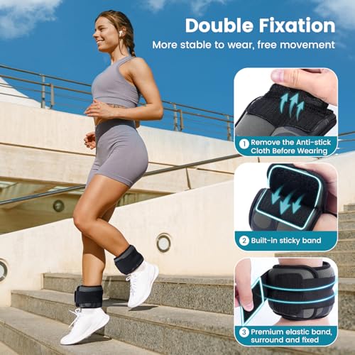 Sportneer Ankle Weights for Men Women Strength Training, 4/10 lbs Pair Leg Weights Set Comfortable and Soft Perfect for Dancing Running Walking Fitness Workout