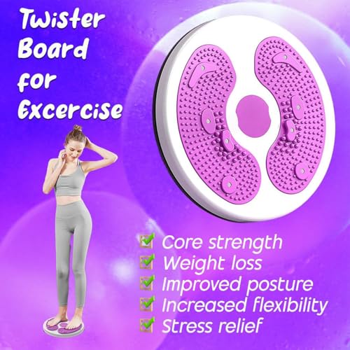 Twist Exercise Board for Core & Abs – 11" Balance Twister Disc with 360° Rotation, Non-Slip Massage Foot Pads, Improves Balance, Flexibility & Posture (Purple)