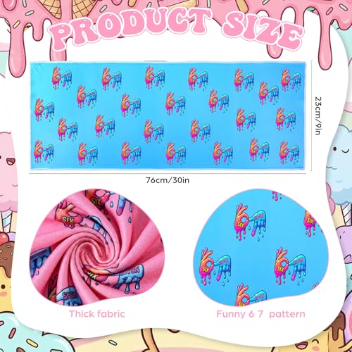 6 Pack 6 7 Meme Cooling Towels 30" x 9" Funny Six Seven Number Sweat Towel Microfiber Breathable Chilly Rags Bulk for Sports Team Gift Camping Gym Workout Running ()