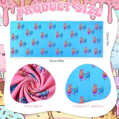 6 Pack 6 7 Meme Cooling Towels 30" x 9" Funny Six Seven Number Sweat Towel Microfiber Breathable Chilly Rags Bulk for Sports Team Gift Camping Gym Workout Running ()