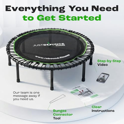 MXL Just Bounce 44" Bungee Rebounder, Premium Quarter-Folding Mini Trampoline for Adults with Handle, Silent & Low-Impact Bounce, Perfect for Indoor, T-Bar for Stability, 330lb/440lb Weight Limit