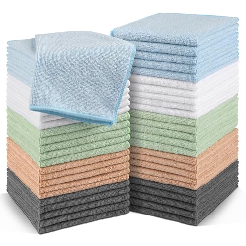 Orighty Washcloths Bulk Towels Set 50 Pack, Highly Absorbent and Soft Feel Microfiber Face Cloths, Multi-Purpose Wash Cloths & Hand Towels for Bathroom, Hotel, Spa, and Gym, 12x12 Inch, Multi-Color - color: Multicolor