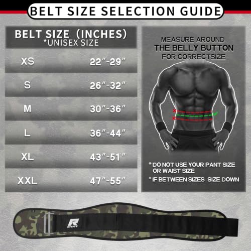 RitFit Weight Lifting Belt 6 Inch for Squats Deadlift Strength Training - color: Camo Green, size: S(26"-32")