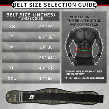 RitFit Weight Lifting Belt 6 Inch for Squats Deadlift Strength Training - color: Camo Green, size: L(36"-44")