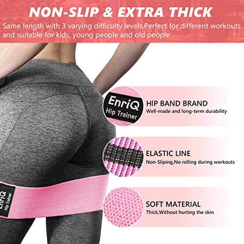 EnriQ Booty Bands Fabric Resistance Bands for Legs and Butt - Non Slip Cloth Hip Bands Elastic Workout Bands - Activate Glutes and Thighs - Made of Premium Elastic Fabric - color: Grey, Pink, Pale turquoise