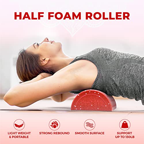 Yes4All High-Density EPP Half Round Back Roller Foam, Exercise Foam Roller for Yoga, Pilates & Stretching - 12, 18, 24, 36 inch - color: Red Snow, style: 36 inch