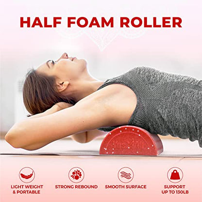 Yes4All High-Density EPP Half Round Back Roller Foam, Exercise Foam Roller for Yoga, Pilates & Stretching - 12, 18, 24, 36 inch - color: Red Snow, style: 36 inch