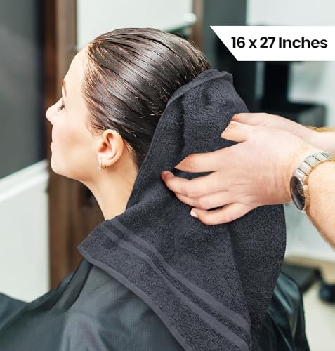 Utopia Towels Cotton Bleach Proof Salon Towel 16 by 27 inches, Bleach Safe 100% Cotton Hand Towel for Gym, 12 Pack, Dark Grey - color: Dark Grey, size: 12 Pack