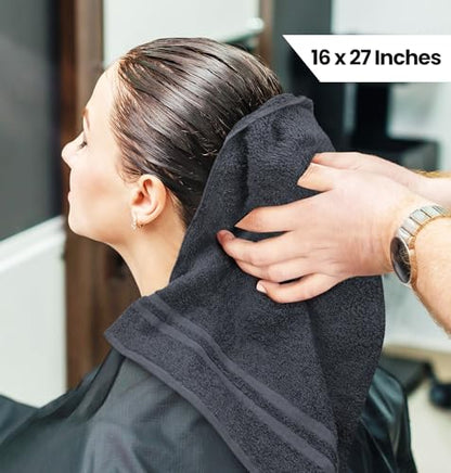 Utopia Towels Cotton Bleach Proof Salon Towel 16 by 27 inches, Bleach Safe 100% Cotton Hand Towel for Gym, 12 Pack, Dark Grey - color: Dark Grey, size: 12 Pack