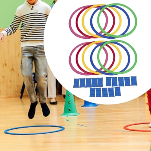 Agility Training Rings Set (10Pcs) - Multi-Purpose Fitness Equipment for Soccer, Rugby, Kids Hopscotch