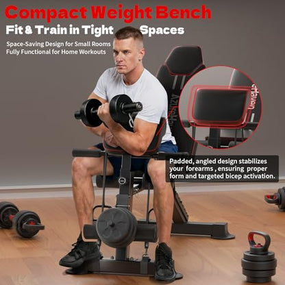 Adjustable Weight Bench, Foldable Incline Decline Flat Workout Bench for Home Gym Full Body Dumbbell Exercise, 660LBS Capacity (Black)