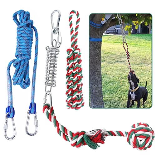 Dog Outdoor Bungee Hanging Toy, Tether Tug of War Toys for Medium to Large Dog to Exercise, Durable Interactive Tug Toy, Dog Rope Toys