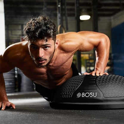 BOSU Nexgen Balance Trainer, Half-Ball Training Equipment, 65 cm Diameter, 300 lb Capacity - Burst-Resistant Stability Exercise Tool w/Non-Slip Base, Includes Hand Pump, Commercial-Grade - color: Black