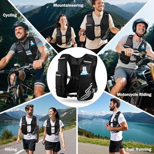 PLUSINNO Running Vest for Men Women, Runners Vest with 500ml Water Bottle - size: Extra-Large (Chest 45"-55")