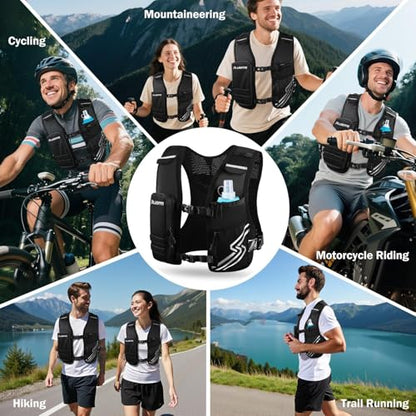 PLUSINNO Running Vest for Men Women, Runners Vest with 500ml Water Bottle - size: Extra-Large (Chest 45"-55")