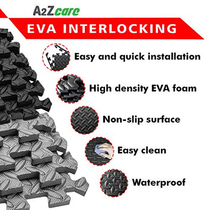 Puzzle Exercise Mat with EVA Foam Interlocking Tiles - Interlocking Floor Mats for Gym Equipment - Ideal for Home Gym, Aerobic, Yoga and Pilates