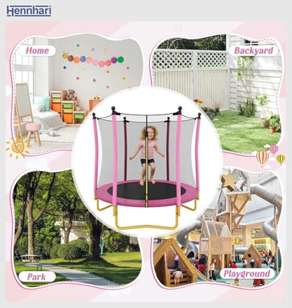 5 FT Kids Trampoline with Safety Enclosure Net, Indoor Outdoor Toddler Trampoline with U-Shaped Legs & Foam Poles, Mini Trampoline for Kids