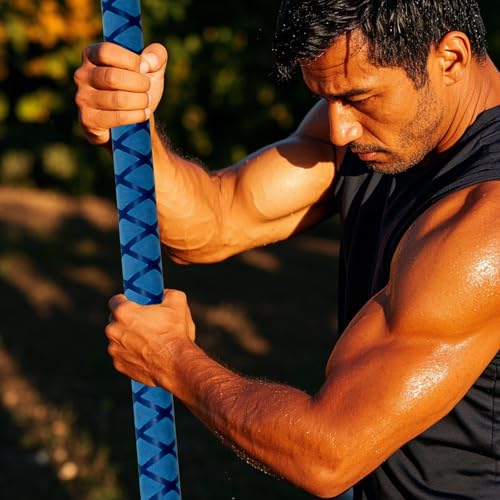 The Huang Yunming yoga stick is made of sturdy steel that is 5 feet high and an adjustable stretching stick, providing flexibility, agility, and balance. Multi functional fitness stick with 5 steel pipes - color: Blue