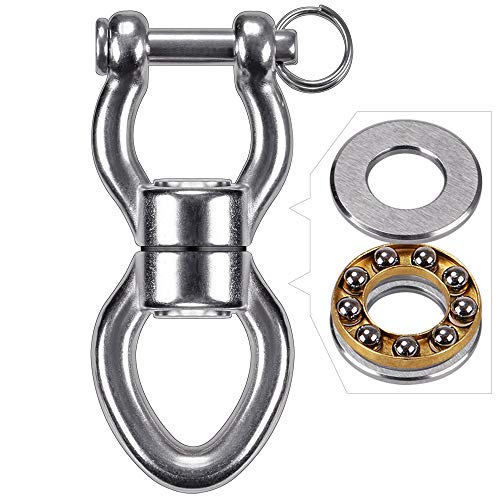 SELEWARE Silent Bearing Swing Swivel, 360° Rotational Device Hanging Accessory with Removeable Buckle for Tree Swing, Hammock Chair, Climbing Rope, Yoga, Kids Swing Swivel 1200LB Capacity - color: Swivel (D) Only