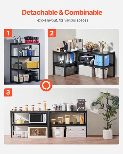 VEVOR Storage Shelves, 2400 lbs, 4 Tier Garage Storage Shelving, 20" D x 40" W x 57" H Adjustable Metal Shelves for Garage Shelves Utility Rack Shelf, Ideal for Kitchen, Warehouse, Basement, Black - size: 20" D x 40" W x 57" H