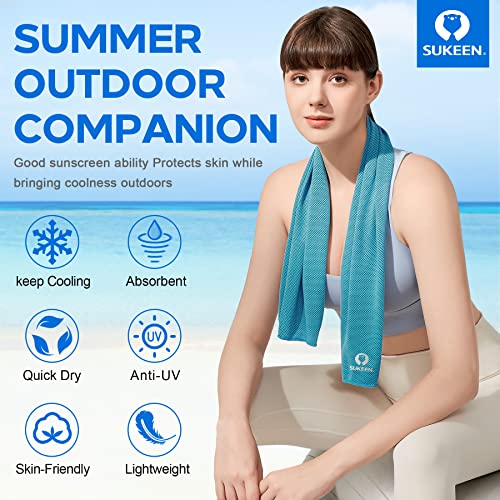 Sukeen 4 Pack Cooling Towels (40"x 12"), Cooling Neck Wraps, Soft Ice Towel - color: Dark Blue/Green/Lake Blue/Pink