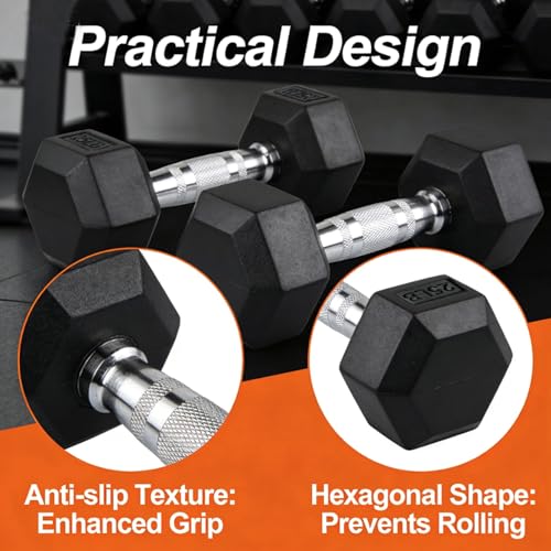 Hex Dumbbell Set – 5lb to 90lb Rubber Coated Hex Dumbbell, Heavy Duty Weights for Home Gym, Strength Training, Men and Women (Single or Pair Options Available) - color: 20 lb Pair