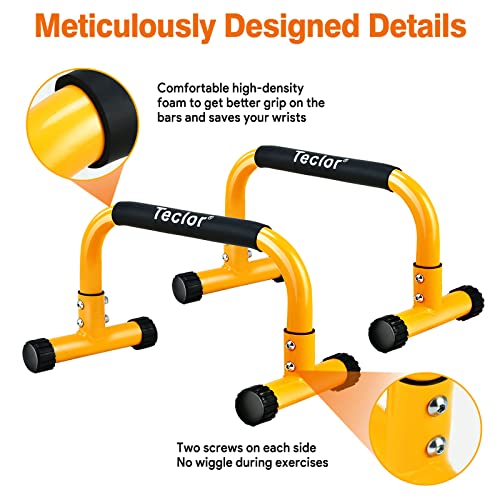 Push Up Bar, Parallettes Bars For L-sit & Dip, Heavy-Duty No Wobbling Parallel Bars Stand For Handstands, Full Planche, Calisthenics, 9.5in High Workout Stands for Home Fitness Training