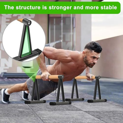 Dolibest Push Up Bar, 12'' High Parallettes Bars with 8 Rubber Feet & Foam Handle, Dip Bars with Stable Triangle Base for Calisthenics, Handstand, Gym & Home Exercise, Easy Assembly (600LB)