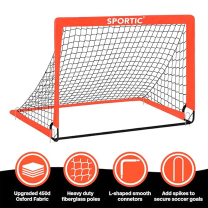 2 Pack 4' x 3' Soccer Goal Net Set, Pop Up Kids Practice Soccer Goals for Indoor and Outdoor.Portable Soccer Net with Carrying Bag & Ground Pegs, Perfect for Backyard, Field, Court