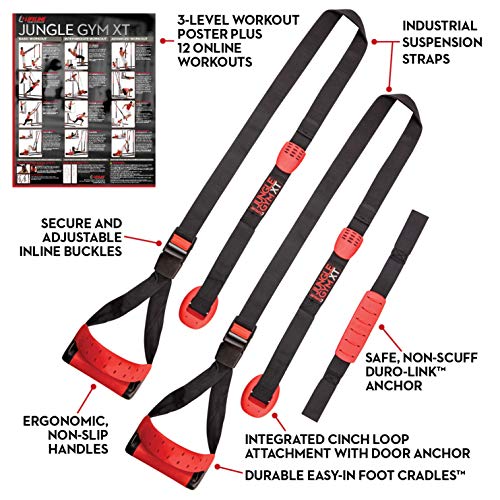 Lifeline Jungle Gym XT Body Weight Suspension Trainer System – Patented Split Anchor, Full-Body Workout, Lightweight Home Suspension Training Kit for Home Gym, Workout Equipment