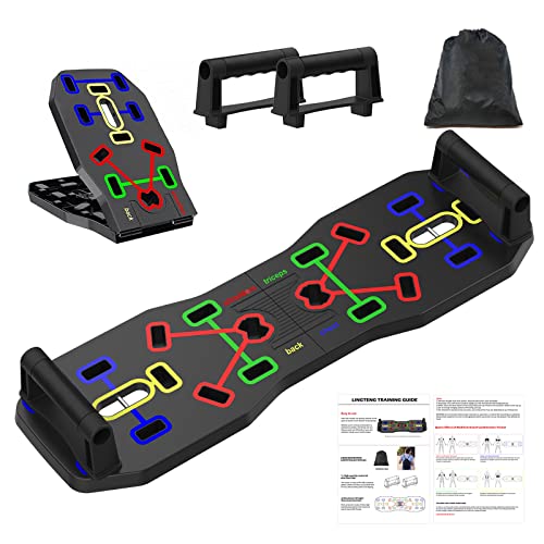 LINGTENG Push Up Board, New Upgraded 12 in 1 Push Up Bar with Pushup Handles, Portable Multi-Function Foldable Home Gym, Pushup System for Chest, Triceps, Back, Abs Workout, Strength Training Equipment for Men & Women