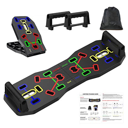 LINGTENG Push Up Board, New Upgraded 12 in 1 Push Up Bar with Pushup Handles, Portable Multi-Function Foldable Home Gym, Pushup System for Chest, Triceps, Back, Abs Workout, Strength Training Equipment for Men & Women