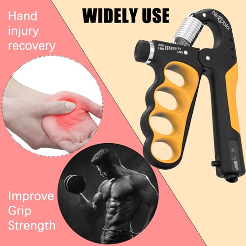 Hand Grip Strengthener Trainer Adjustable Resistance 11LBS-220LBS, Forearm Strengthener, Hand Squeezer With Mechanical Counter Multipurpose Grip for Muscle Building and Injury Recovery