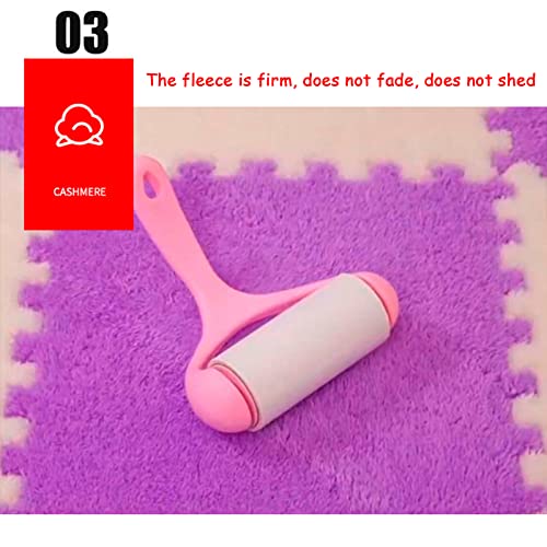 12 Pieces Thickened Plush Foam Interlocking Floor Mat,Fluffy Square Foam Tiles with 12 Edgings,Soft Anti-Slip Puzzle Area Rug Playmat for Bedroom,12X12inch,12 Tiles/11.6 Sq.Ft,Coffee+White - color: Coffee+white