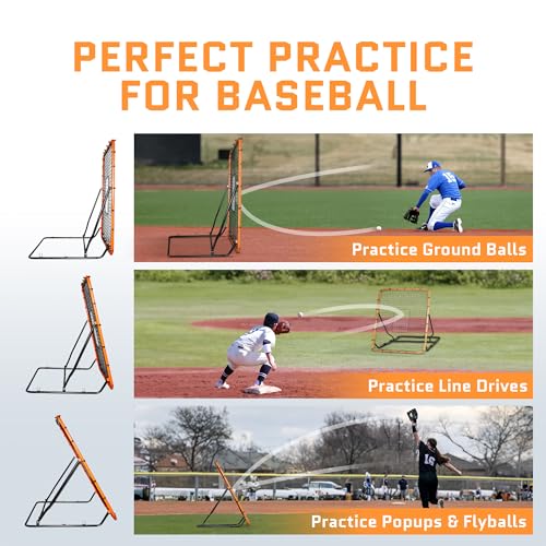 ACELETIQS Volleyball Rebounder Net, Soccer Rebounder, Lacrosse Rebounder, Baseball Rebounder Net | Improve Pitching and Fielding Training, Spiking, Passing and Shooting Skills - color: Orange
