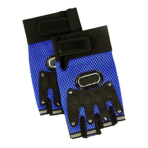 Mens Half Finger Weight Lifting Workout Glove Adult Fingerless Fitness Driving Glove Non-Slip Breathable Outdoor Motorcycle Camping Mitten - color: Blue
