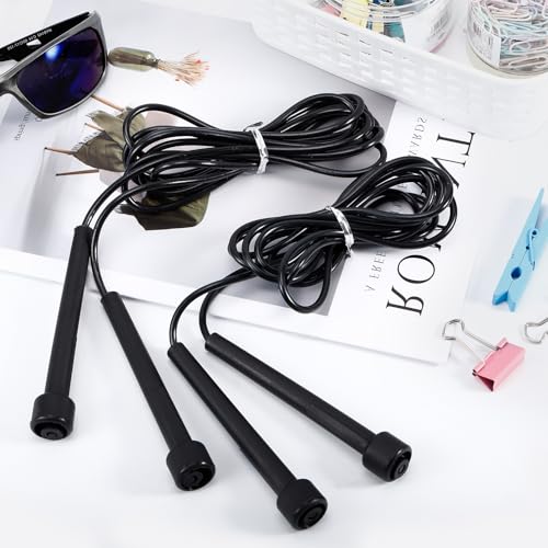 10 Pcs Jump Ropes, Adjustable Jumping Ropes with Plastic Handles, Skipping Rope for Fitness Exercise, Lightweight Speed Rope for Kids, Men, Women(Black)
