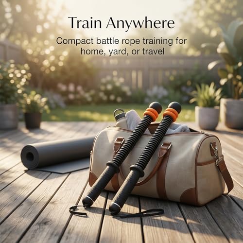 Ropeless Battle Ropes, Weighted Cordless Battle Ropes for Home Gym, 2 PCS Portable Low Noise Exercise Rope with Adjustable Resistance & Non-Slip Handles for HIIT, Cardio & Strength Training