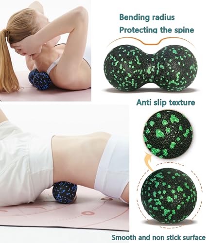 Set of 2 Peanut Massage Ball - Double Ball for Trigger Point Therapy, Myofascial Release, Deep Tissue Fitness Massage & Relax Tight Muscles, Trigger Point Massage Ball (Green)