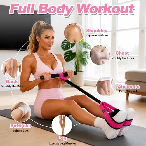 Upgraded Pedal Resistance Band with Handles, 55LBS Multifunctional Soft Foot Pedal Exercise Bands with Handles for Core, Abs, Legs, Waist, Arms. Sit Up Workout Bands for Women Home Gym.