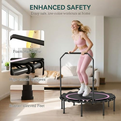 Soozier 45/48" Rebounder Trampoline for Adults 440lbs Mini Trampoline - color: Pink, size: 48"